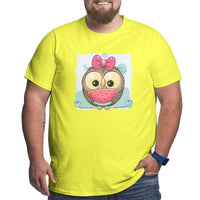 Cute Owl Girl With Watermelon Big Size Men's T-shirt