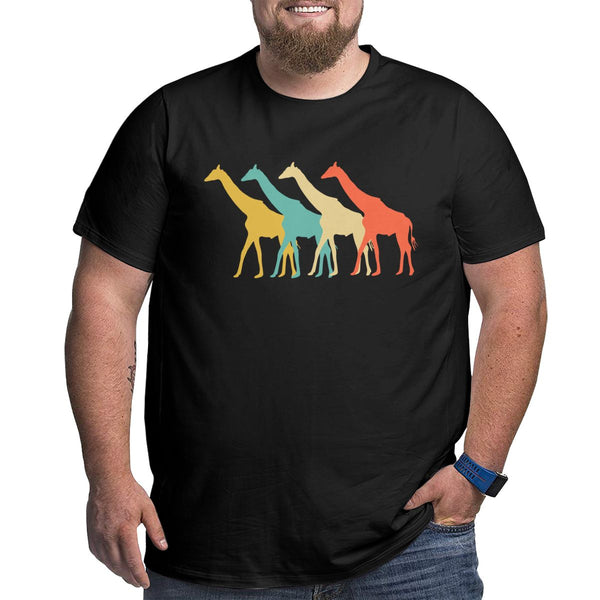 Vintage Retro Color Giraffe Big Size Men's T-shirt