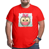 Cute Owl Girl With Watermelon Big Size Men's T-shirt