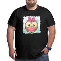 Cute Owl Girl With Watermelon Big Size Men's T-shirt