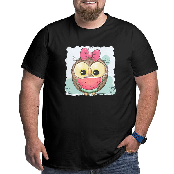 Cute Owl Girl With Watermelon Big Size Men's T-shirt