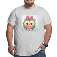 Cute Owl Girl With Watermelon Big Size Men's T-shirt