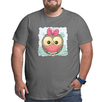 Cute Owl Girl With Watermelon Big Size Men's T-shirt