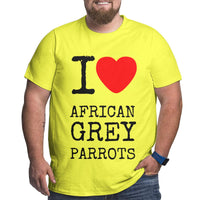 I Love African Grey Parrots Big Size Men's T-shirt