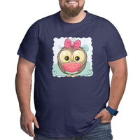 Cute Owl Girl With Watermelon Big Size Men's T-shirt