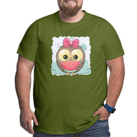 Cute Owl Girl With Watermelon Big Size Men's T-shirt